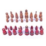 A 20th century South or Central American wood chess set modeled on the old English pattern chess set