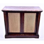 A Regency mahogany marble topped chiffonier the red veined marble top over a pair of hinged doors