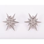 A pair of 18ct white gold and diamond star-burst earrings set with round brilliant-cut diamonds of