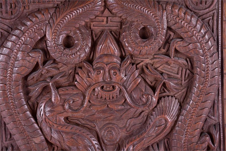 A pair of early 20th century well carved continental oak panels and a carved Chinese panel the - Image 3 of 5