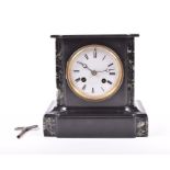 A Victorian slate and marble mantel clock the movement by Japy Freres et Cie, eight day movement