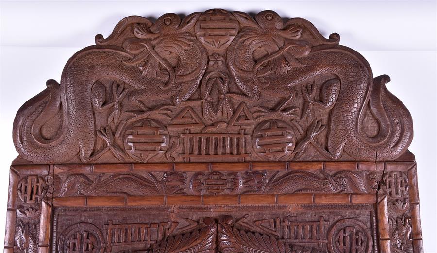 A pair of early 20th century well carved continental oak panels and a carved Chinese panel the - Image 4 of 5
