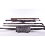 An old Lombok wooden boat maker's hand drill possibly for use in boat construction, 91 cm long,