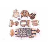 An early 20th century Special Constable sleeve badge together with a collection of military