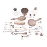 A group of assorted silver items and silver mounted items to include crystal dressing table