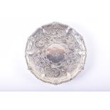 A George III silver salver London 1768, by Elizabeth Cooke, the gadroon border with spider web