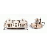 A late Victorian silver inkstand,  by Frederick Wilson & Co Sheffield 1896, of rectangular form with