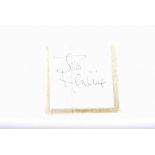 A loose Jimi Hendrix autographed page signed Jimi Hendrix. 9.5 cm x 8.5 cm.