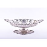 A large George V silver pedestal bowl with pierced scroll decoration London 1913, by Josiah Williams