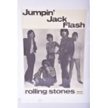 Rolling Stones Jumping Jack Flash poster  mounted on bar. 60 cm x 42 cm.