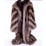 A racoon fur coat circa 1970s, full length, approximate size M/L.