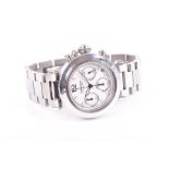 A Cartier Pasha stainless steel automatic chronograph wristwatch the circular white dial with