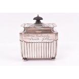 A late Victorian silver tea caddy London 1888, by Goldsmiths & Silversmiths Co., of rectangular form