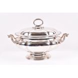 A large Victorian silver soup tureen Birmingham 1880, by Elkington & Co, of shaped, oval form with