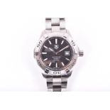 A TAG Heuer Aquaracer Calibre 5 stainless steel automatic wristwatch the black engine turned dial