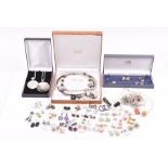 A group of costume jewellery items including of forty eight pairs of earrings, together with