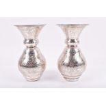 A near pair of mid 20th century Egyptian silver vases c. 1946-1947, with 900/Cairo and lotus