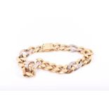 Theo Fennell. An 18ct yellow gold and diamond bracelet with flattened curb links, with four links