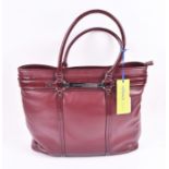 Versace Jeans handbag in burgundy the oversized leather bag features patent leather detail with