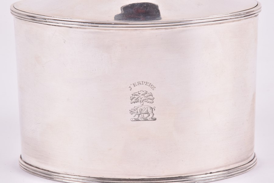 A late Victorian silver tea caddy London 1897, by Stokes & Irelands Ltd, of oval form with - Image 3 of 5