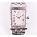 A Raymond Weil stainless steel gentleman's wristwatch with rectangular bezel and Roman numeral