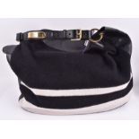 Ralph Lauren overnight shoulder bag in black black leather and wool designed by Al Duca D'Aosta, the