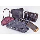 A collection of five leather designer handbags to include a black leather Vivienne Westwood shoulder