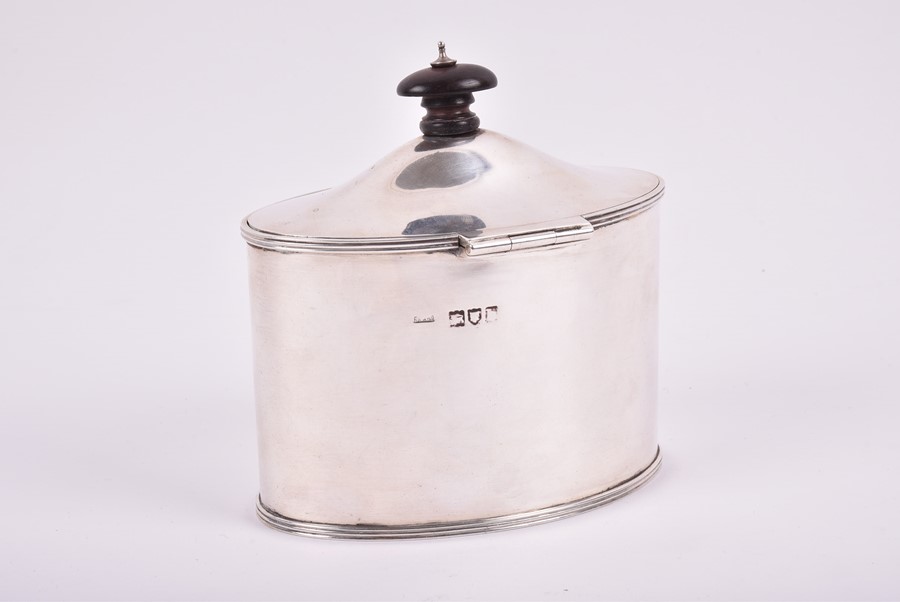 A late Victorian silver tea caddy London 1897, by Stokes & Irelands Ltd, of oval form with - Image 4 of 5
