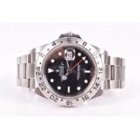 A 2004 Rolex Explorer II ref. 16570 stainless steel automatic wristwatch the black dial with 18ct
