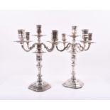 A pair of 20th century Egyptian silver candelabra with 900/Cairo and lotus mark, possibly 1949-1951,