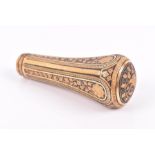 A finely decorated 19th century damascene gilt parasol handle  decorated with panelled foliate and