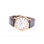 A Raymond Weil 18ct yellow gold plated quartz dress wristwatch the white dial with black Roman