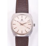 A Zenith stainless steel mechanical wristwatch the silvered dial with baton hour markers, in a