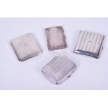 A collection of four silver cigarette and card cases All early 20th century, to include one Chester,