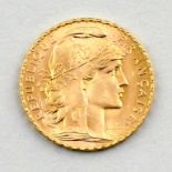 Goldmünze Frankreich, Marianne, 20 Francs, 1912. GG, 6,45 g. ss+.