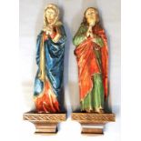 Paar Barock-Skulpturen (17./18. Jh.) Christus und Gottesmutter Maria im Gebet. Holz, vollplastisch