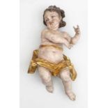 Unbekannter Künstler (18. Jh.) Großer Barock-Putto. Holz, vollplastisch geschnitzt und polychrom