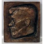 Reuter, Erich Fritz (1911 Berlin - Stolpe 1997) Portrait "Heinrich Zille". Bronzerelief mit