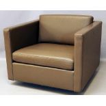 Pfister, Charles (1939 USA 1990) Pfister Lounge-Chair. Gepolsterter Sessel, bezogen mit grau-braunem
