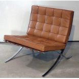 Mies van der Rohe, Ludwig (1886 Aachen - Chicago 1969) Sessel "MR 90 Barcelona Chair". Verchromtes