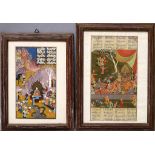 Zwei indo-persische Miniaturen (19. Jh.) Vielfigurige Szene mit Heiligen. Gouachen, jeweils mit