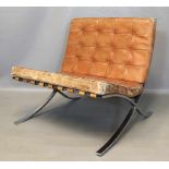 Mies van der Rohe, Ludwig (1886 Aachen - Chicago 1969) Sessel "MR 90 Barcelona Chair". Verchromtes