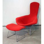 Bertoia, Harry (1915 Friaul-Julisch Venetien - Barto 1978) Lounge-Sessel "Bird-Chair" und Hocker.