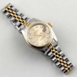 Damenarmbanduhr "Rolex Oyster Perpetual Datejust". Chronometer in Stahl und 18 kt. GG. Matt