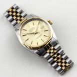 Herrenarmbanduhr "Rolex Oyster Perpetual Datejust". Stahl- mit 18 kt. GG-Gehäuse mit verschraubter