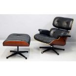 Eames, Charles und Ray (1907  1978 / 1912  1988)Lounge-Sessel "Nr. 670" und Ottomane "Nr. 671".