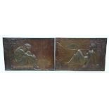 Jampolsky, Michail (1874 Kiew)Paar Jugendstil-Bronzereliefs mit Darstellung eines männlichen bzw.