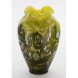 Jugendstil-Vase, Lötz.Farbloses Glas mit farbigen Pulvereinschmelzungen "Phänomen". Vierkantkorpus