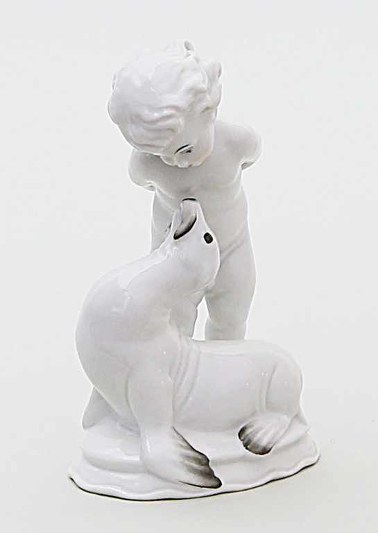 Fritz, Max Hermann (1873 Neuhaus am Rennweg - Dresden 1948)Skulptur "Putto mit Seehund". Schwarz-