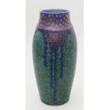 Große Art Deco-Vase, Ravernay.Steinzeug. Gestreckte, eiförmige Laibung mit farbiger, teils